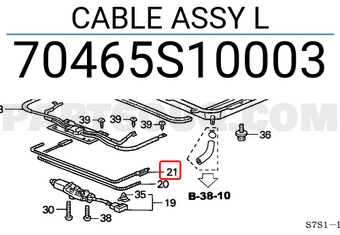 Honda 70465S10003 CABLE ASSY L
