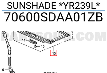 Honda 70600SDAA01ZB SUNSHADE *YR239L*