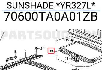 Honda 70600TA0A01ZB SUNSHADE *YR327L*