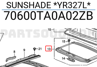 Honda 70600TA0A02ZB SUNSHADE *YR327L*