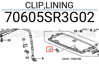 Honda 70605SR3G02 CLIP,LINING