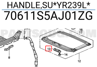 Honda 70611S5AJ01ZG HANDLE,SU*YR239L*