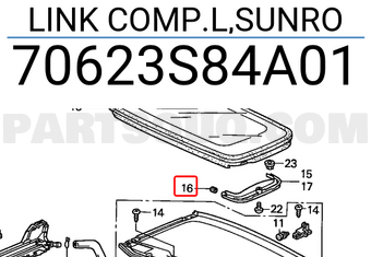 Honda 70623S84A01 LINK COMP.L,SUNRO