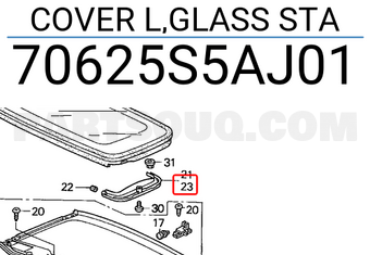 Honda 70625S5AJ01 COVER L,GLASS STA