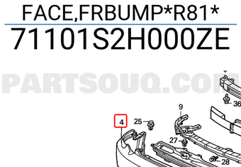 Honda 71101S2H000ZE FACE,FRBUMP*R81*
