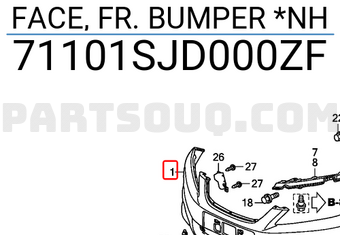 Honda 71101SJD000ZF FACE, FR. BUMPER *NH