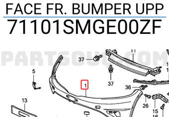 Honda 71101SMGE00ZF FACE FR. BUMPER UPP