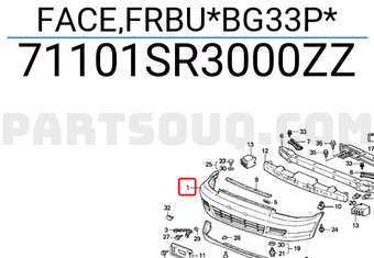 Honda 71101SR3000ZZ FACE,FRBU*BG33P*