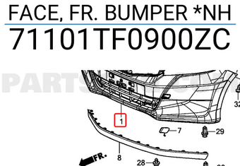 Honda 71101TF0900ZC FACE, FR. BUMPER *NH