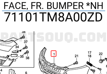 Honda 71101TM8A00ZD FACE, FR. BUMPER *NH