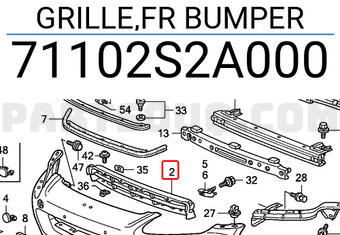 Honda 71102S2A000 GRILLE,FR BUMPER