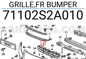 Honda 71102S2A010 GRILLE,FR BUMPER