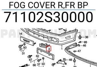 Honda 71102S30000 FOG COVER R,FR BP