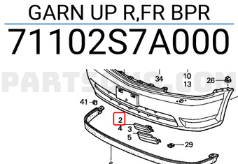 Honda 71102S7A000 GARN UP R,FR BPR