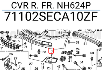 Honda 71102SECA10ZF CVR R. FR. NH624P
