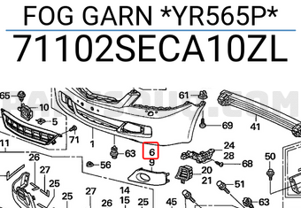 Honda 71102SECA10ZL FOG GARN *YR565P*