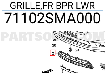 Honda 71102SMA000 GRILLE,FR BPR LWR