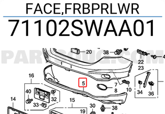 Honda 71102SWAA01 FACE,FRBPRLWR