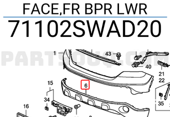 Honda 71102SWAD20 FACE,FR BPR LWR