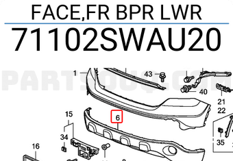 Honda 71102SWAU20 FACE,FR BPR LWR