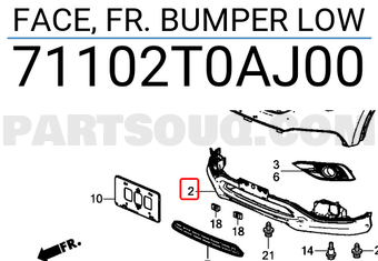 Honda 71102T0AJ00 FACE, FR. BUMPER LOW