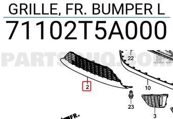Honda 71102T5A000 GRILLE, FR. BUMPER L