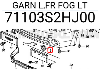Honda 71103S2HJ00 GARN L,FR FOG LT