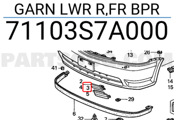 Honda 71103S7A000 GARN LWR R,FR BPR