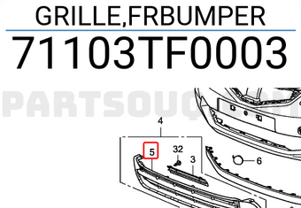 Honda 71103TF0003 GRILLE,FRBUMPER