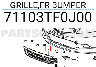 Honda 71103TF0J00 GRILLE,FR BUMPER