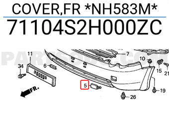 Honda 71104S2H000ZC COVER,FR *NH583M*