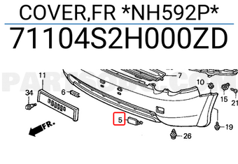 Honda 71104S2H000ZD COVER,FR *NH592P*
