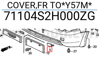 Honda 71104S2H000ZG COVER,FR TO*Y57M*