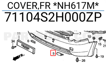 Honda 71104S2H000ZP COVER,FR *NH617M*