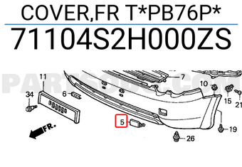 Honda 71104S2H000ZS COVER,FR T*PB76P*