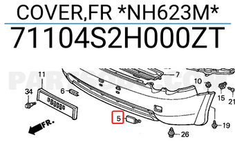 Honda 71104S2H000ZT COVER,FR *NH623M*