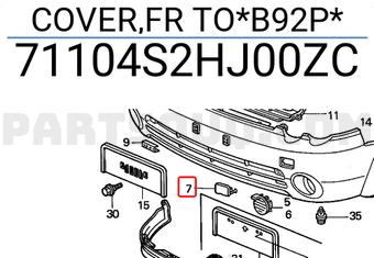 Honda 71104S2HJ00ZC COVER,FR TO*B92P*