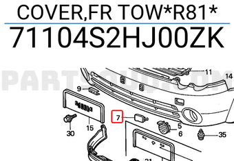 Honda 71104S2HJ00ZK COVER,FR TOW*R81*
