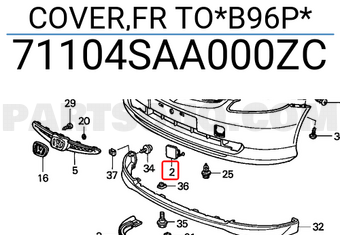 Honda 71104SAA000ZC COVER,FR TO*B96P*
