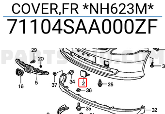 Honda 71104SAA000ZF COVER,FR *NH623M*