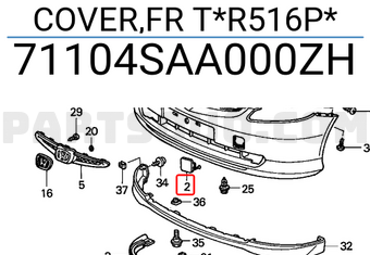 Honda 71104SAA000ZH COVER,FR T*R516P*