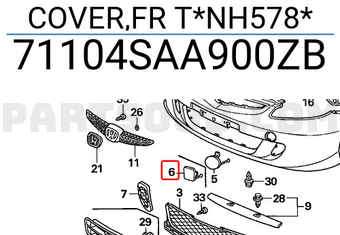 Honda 71104SAA900ZB COVER,FR T*NH578*