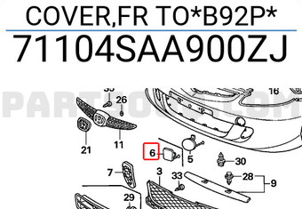 Honda 71104SAA900ZJ COVER,FR TO*B92P*