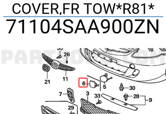 Honda 71104SAA900ZN COVER,FR TOW*R81*