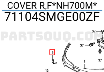 Honda 71104SMGE00ZF COVER R,F*NH700M*