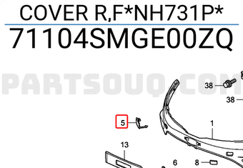 Honda 71104SMGE00ZQ COVER R,F*NH731P*