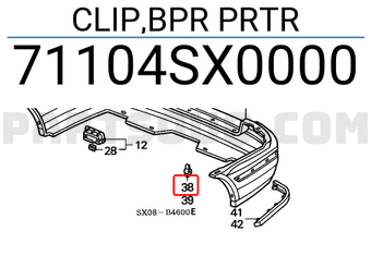 Honda 71104SX0000 CLIP,BPR PRTR