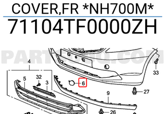 Honda 71104TF0000ZH COVER,FR *NH700M*