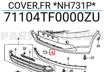 Honda 71104TF0000ZU COVER,FR *NH731P*