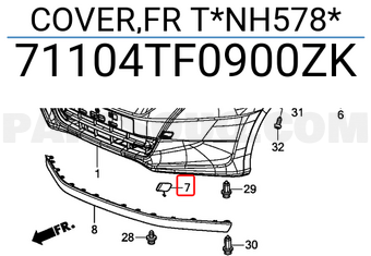 Honda 71104TF0900ZK COVER,FR T*NH578*